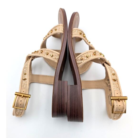 Franco Sarto Ina 2 Toe Loop Ankle Strap Heel Sandal Beige Size US8M EU38.5 - Picture 5 of 11